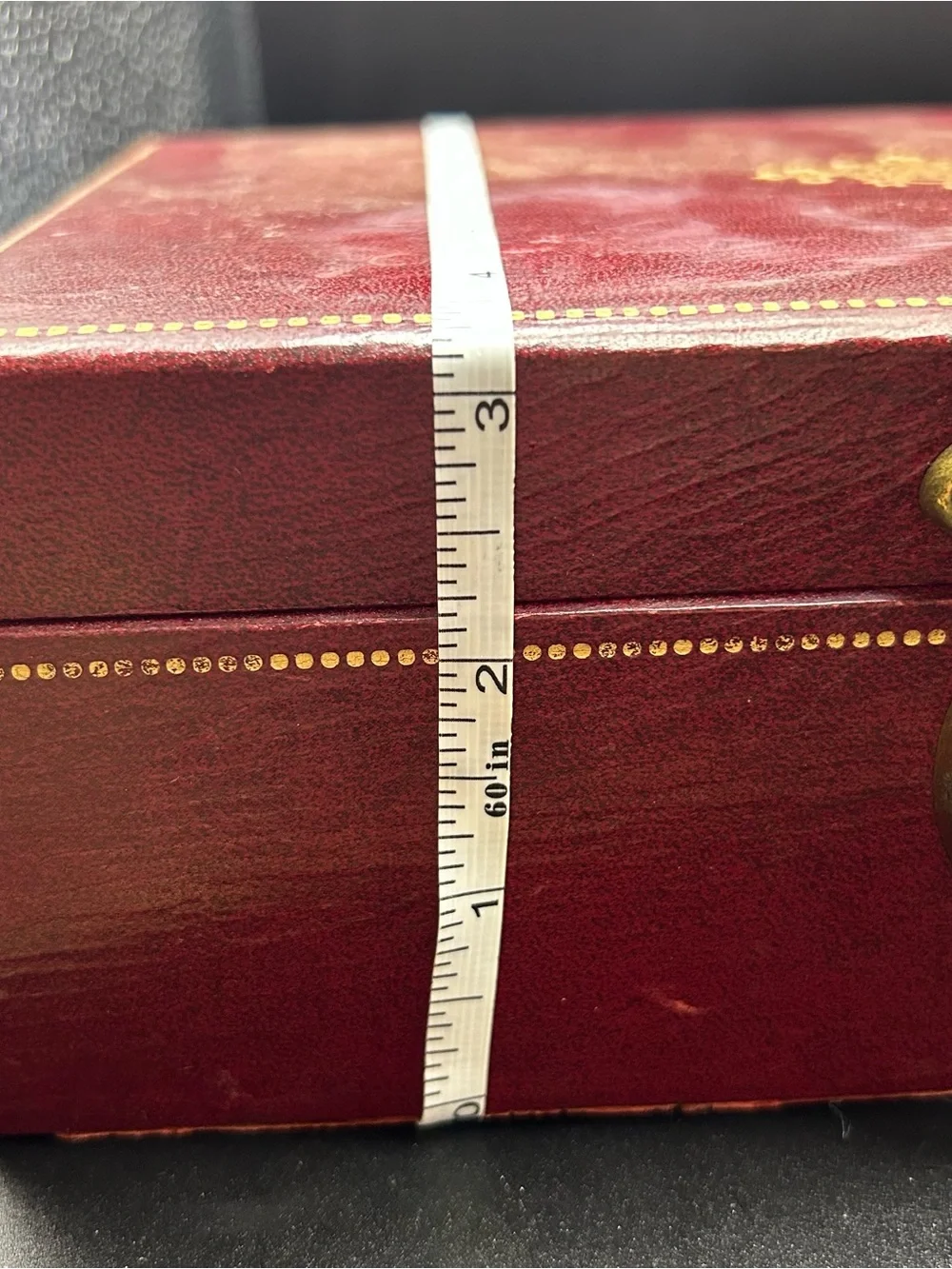 Vintage Mele/Thorens Burgundy & Gold Leatherette Jewelry Music Box. Tested Works